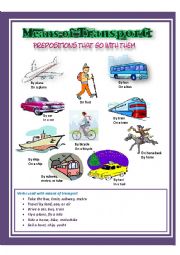 English Worksheet: Means of Transport