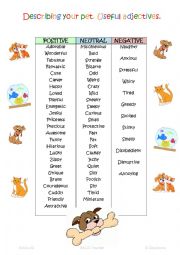 Adjectives describing pets