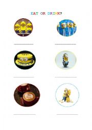 English Worksheet: Eat Or drink? Minions version