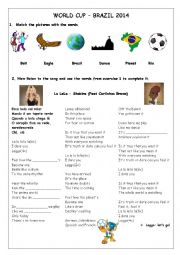 English Worksheet: la la la Shakira - world cup song