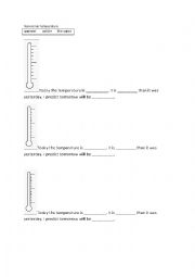 English Worksheet: Daily temperature record keeping