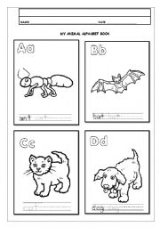 English Worksheet: Animal Alphabet Book - A to D