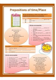 English Worksheet: Prepositions of Place & Time