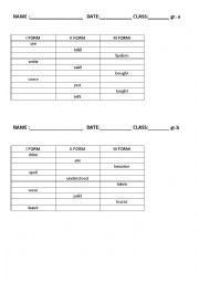 English Worksheet: irregular verbs tests