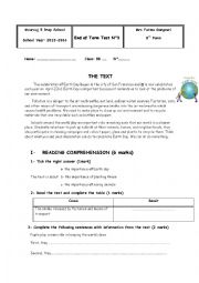 English Worksheet: 8th form End of Term Test N3