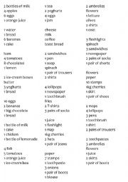 English Worksheet: Shopping Lists