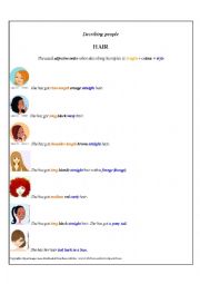 English Worksheet: Describing people - HAIR