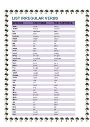 LIST REGULAR VERBS AND IRREGULAR VERBS