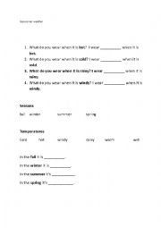 English Worksheet: Newcomer Weather