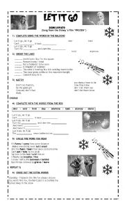 English Worksheet: SONG LET IT GO (By Demi Lovato) (From the film FROZEN)