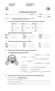 English Worksheet: Past simple exercises and Assessment
