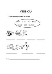 English Worksheet: Verb Can