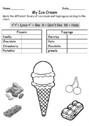 English Worksheet: My Ice Cream