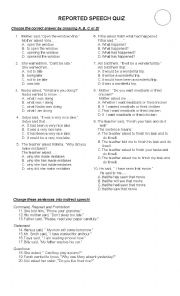 English Worksheet: Reported Speech Exercise