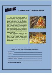 English Worksheet: THE RIO CARNIVAL