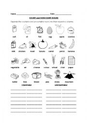 English Worksheet: nouns count and uncount