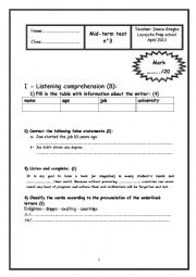 Mid Term Test n3 2nd form 