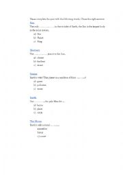 English Worksheet: The solar system
