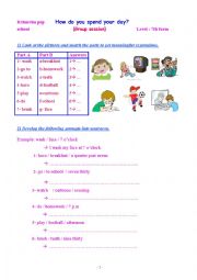 English Worksheet: Daily routines