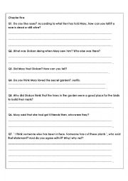 English Worksheet: The Secret Garden chapter 5