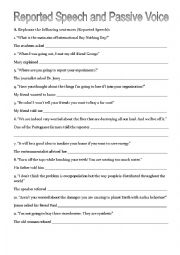 English Worksheet: Rephrasing - Passive Voice and Reported Speech