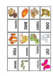 English Worksheet: MEMORY GAMES PETS