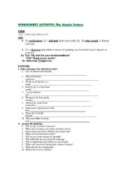 English Worksheet: SIMPLE FUTURE TENSE