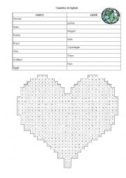 English Worksheet: Countries and capitals