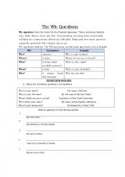 English Worksheet: The Wh-Questions