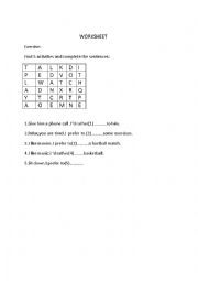 English Worksheet: Exercise