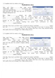 English Worksheet: Facebook love story_past regular and irregular verbs