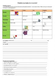 English Worksheet: What does the family do together? Family Schedule