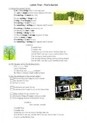 English Worksheet: Song Lemon Tree Worksheet