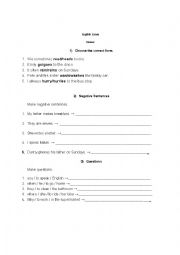English Worksheet: English exam - simple present / present continuous 
