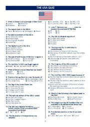 English Worksheet: THE USA QUIZ