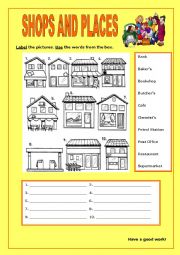 English Worksheet: Shops and Places:1