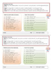 English Worksheet: Reading comprehension