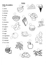 English Worksheet: Food