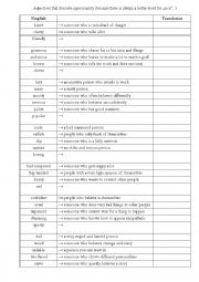 English Worksheet: Adjectives which describe a personality
