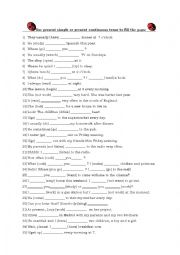 English Worksheet: Present Continuous or Present Simple Tense - Part 1