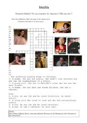 English Worksheet: Mathilda - Character crosswords