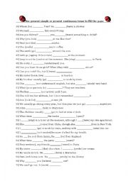 English Worksheet: Present Continuous or Present Simple Tense - Part 2