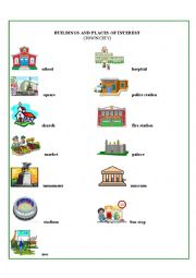 English Worksheet: Buildings of interest - town/city