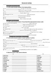 English Worksheet: 2nd Bac General Review 2