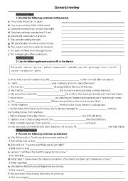 English Worksheet: Grammar General Review 3 for 2nd year bac