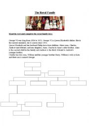 English Worksheet: Royal Family Tree