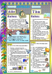 English Worksheet: Articles-a/an and the