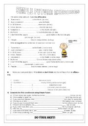 English Worksheet: Simple Future Tense exercises