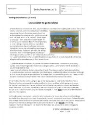 English Worksheet: end-of-term test 3  I use a robot to go to school.