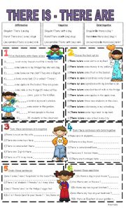 English Worksheet: there ia /are
